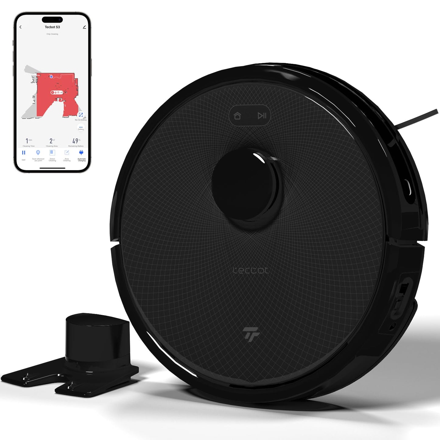 TECBOT S3 PRO Robotic Vacuum Cleaner and mop, LiDAR Navigation, 150mins Runtime&4,000Pa Suction, Automatic Charging Robot Vacuum Cleaner, WiFi,App,Alexa, Ideal for Hard Floor, Pet Hair,Black