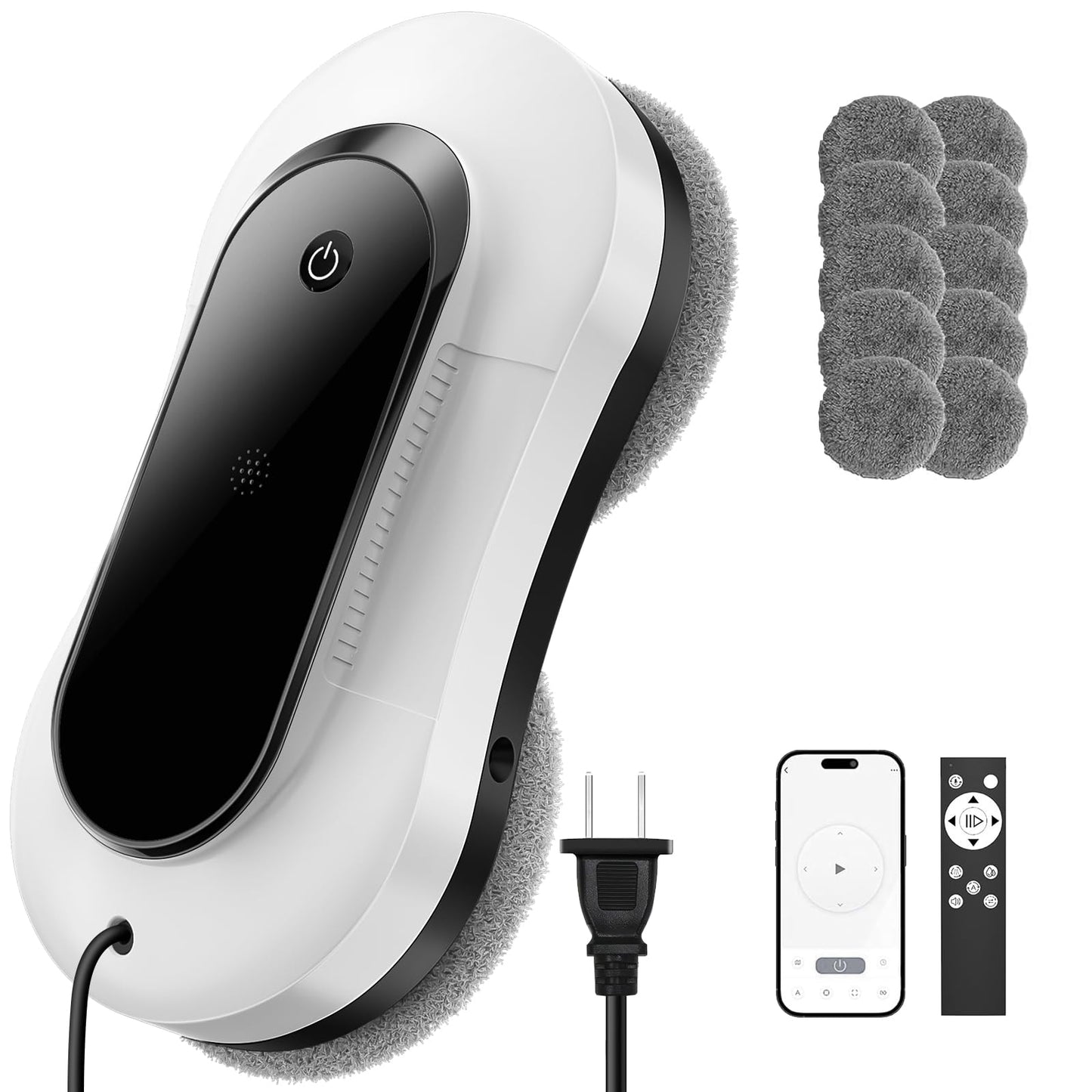 EEland Portable Window Cleaning Robot, Ultrasonic Dual Spray,3000Pa Suction Power, Window Cleanner with Intelligent Edge Detection, Infrared Remote Control