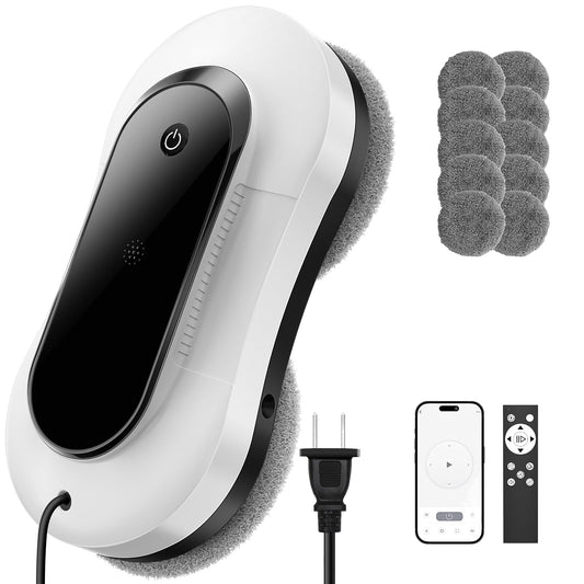 EEland Portable Window Cleaning Robot, Ultrasonic Dual Spray,3000Pa Suction Power, Window Cleanner with Intelligent Edge Detection, Infrared Remote Control