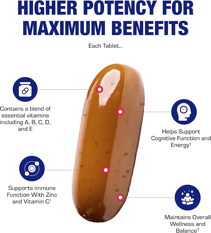 30-in-1 Adult Multivitamin with Iron - Antioxidant Rich Over 50 Multivitamin for Women and Men with Vitamins A C D E B Complex Zinc Magnesium Myo Inositol Lutein Lycopene & More - 1 Month Supply