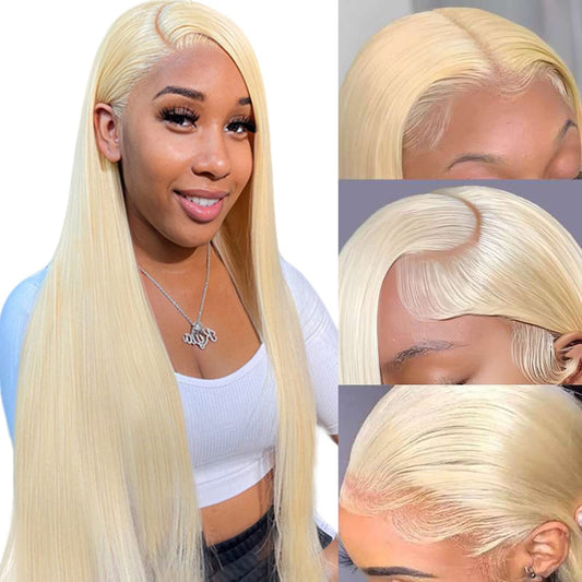 Siyusi 613 Lace Front Wig Human Hair Blonde Wig Human Hair 30Inch 180% Density 13X4 Lace Front Wigs Human Hair Straight 613 Hd L