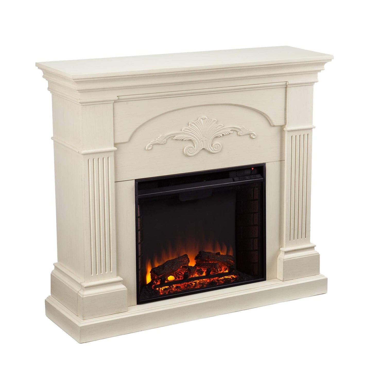 SEI Furniture Sicilian Harvest Traditional Style Electric Fireplace, 44.75" W x 14" D x 40.25" H, Ivory