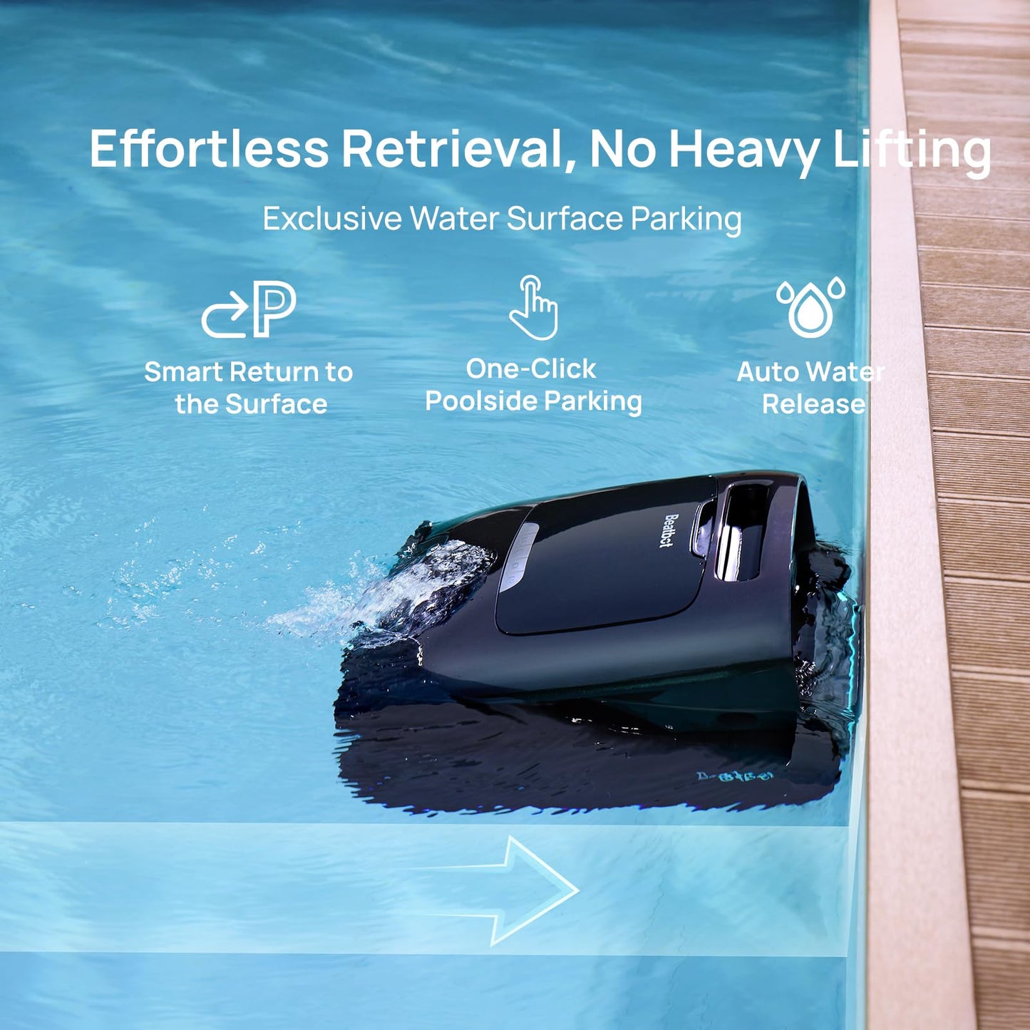 Beatbot AquaSense 2 Pro Cordless Robotic Pool Cleaner, Unmatched 5-in-1 Cleaning, Surface Parking, Pool Skimmer with APP Control, Water Clarification, for Pools up to 3,875 Sq.ft– Obsidian