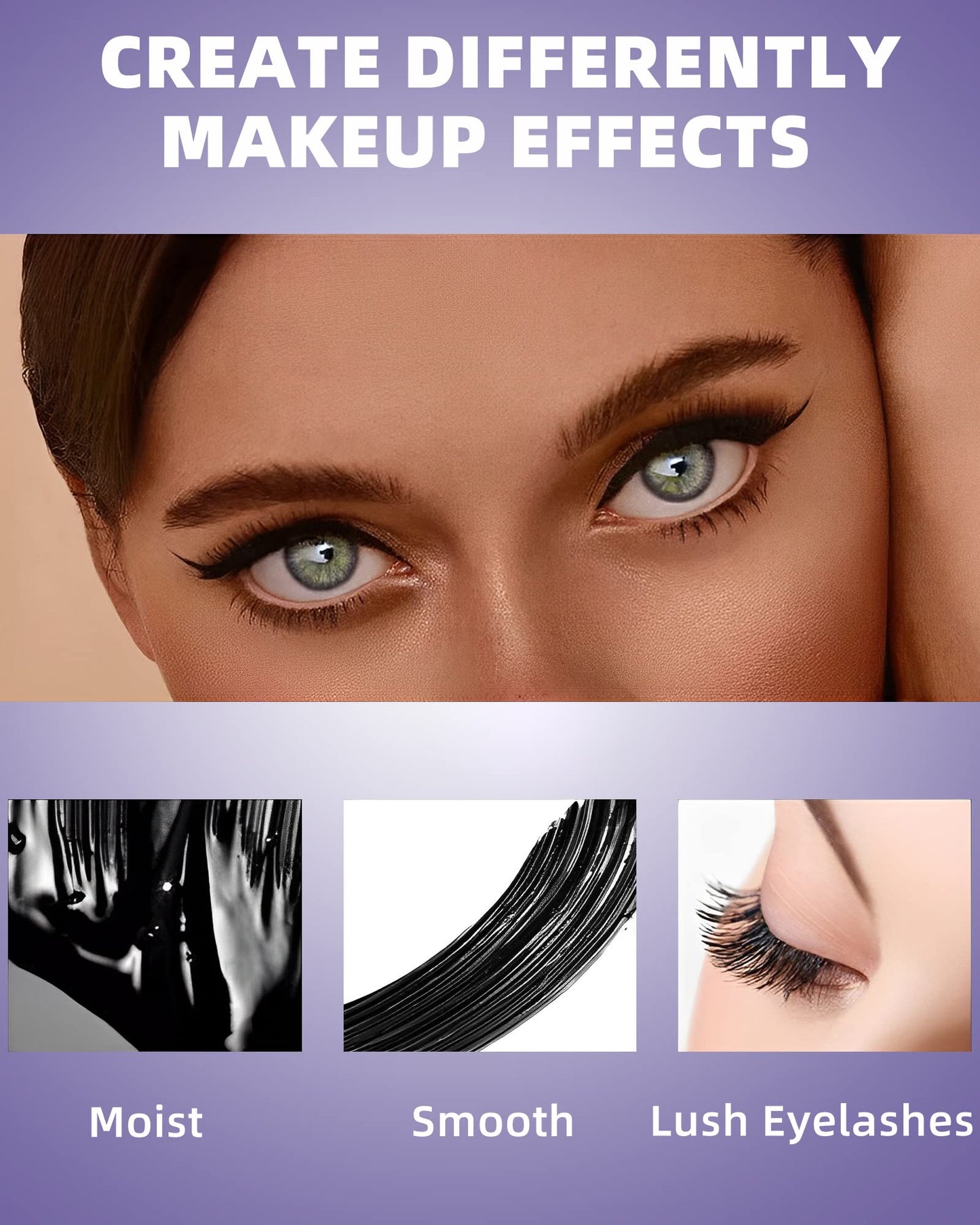 5D Purple Mascara Volume and Length,1Pcs Waterproof Smudge-Proof Color Mascara for Eyelashes,Volumizing Curling Defining Eye Lashes, Longlasting Fiber Colored rimel de pestañas for Women Eye Makeup