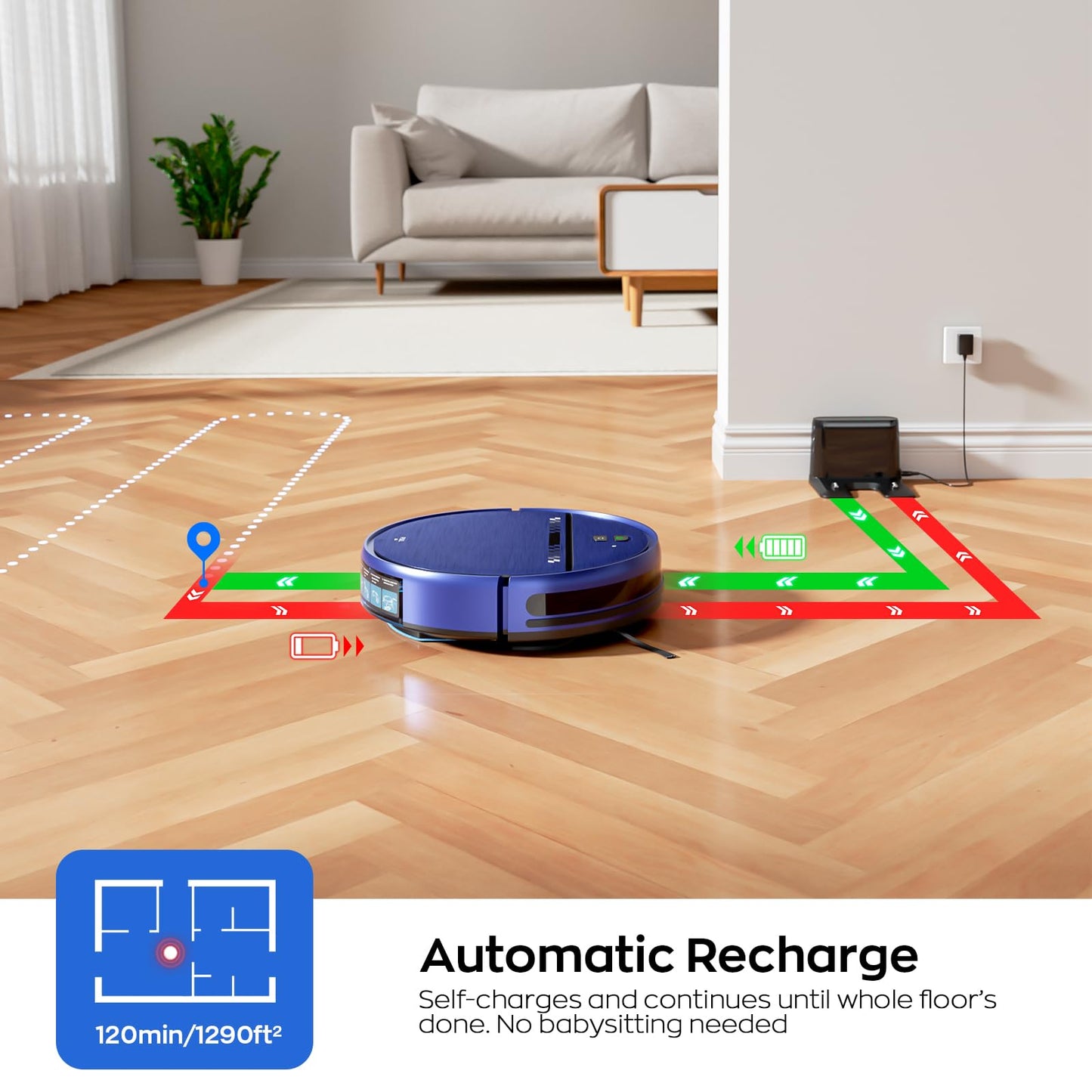 Robot Vacuum and Mop Combo, 2-in-1 Mopping Robot Vacuum Cleaner with 2300Pa Suction, 2.87'' Slim Design, Wi-Fi/App/Voice Control, 3D Obstacle Avoidance&Self-Charging for Hard Floors, Carpets, Pet Hair