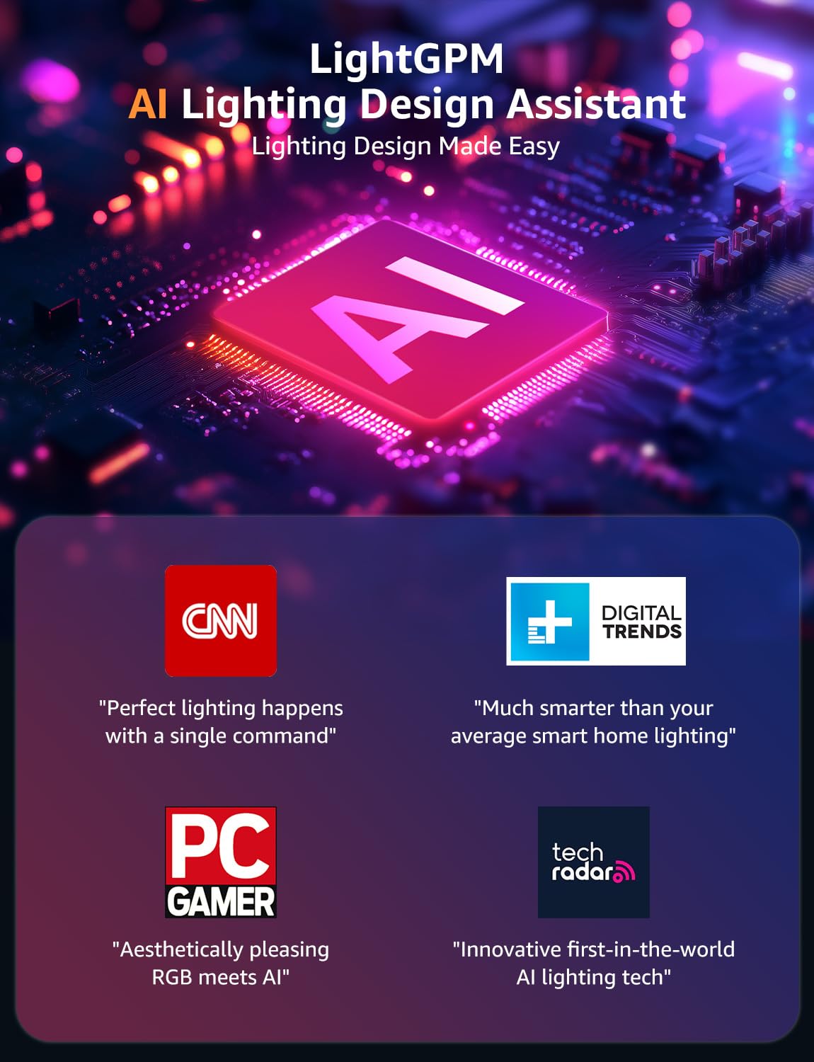 Lepro WL1 AI Smart RGB Wall Lights for Christmas Decorations, LLM AI Generated Lighting with LightBeats Music Sync, Voice Control Via App, Wi-Fi & Bluetooth LED Light Bars, 8 Pcs with 4 Corners