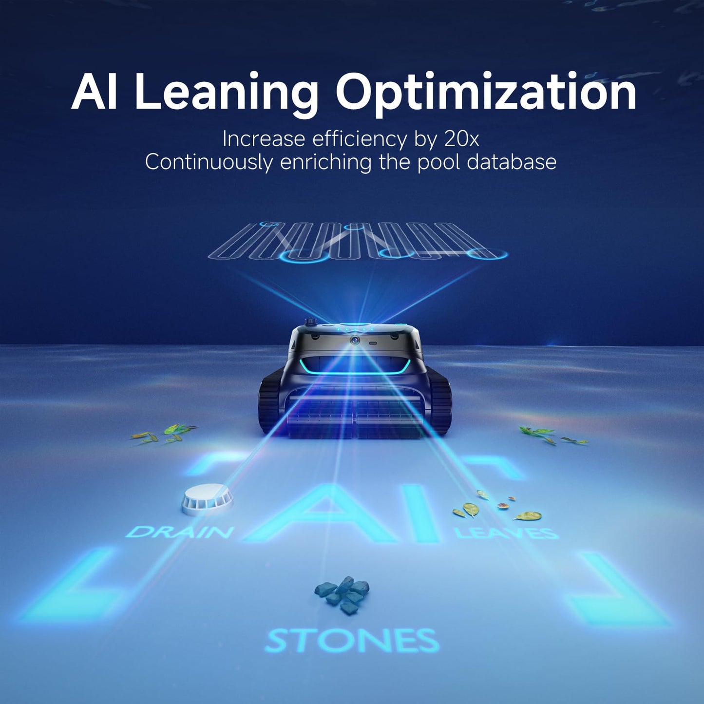 (2025 New) WYBOT S2 Vision AI Camera Cordless Pool Vacuum Robot for Inground Pools up to 3229 sq.ft, 8 Mode Robotic Pool Cleaner, 210min Runtime, Powerful Suction, Wall and Waterline Cleaning, Black