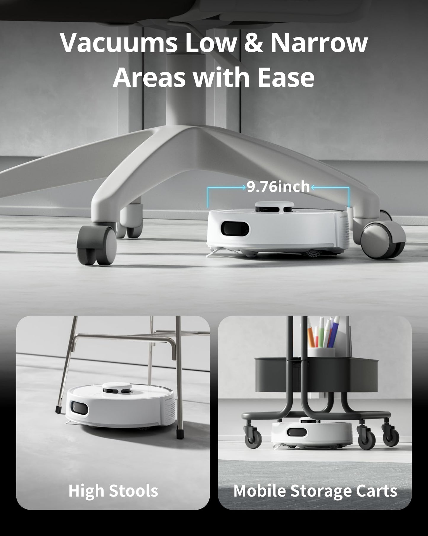 SwitchBot K10+ Pro Robot Vacuum Self Emptying for 90 Days Hands-Free, Super Quiet Mini Robotic Vacuum with Powerful Suction, Anti-Hair-Tangle, Works with Alexa/Siri/Matter(Hub 2 Required), 2.4Ghz WiFi