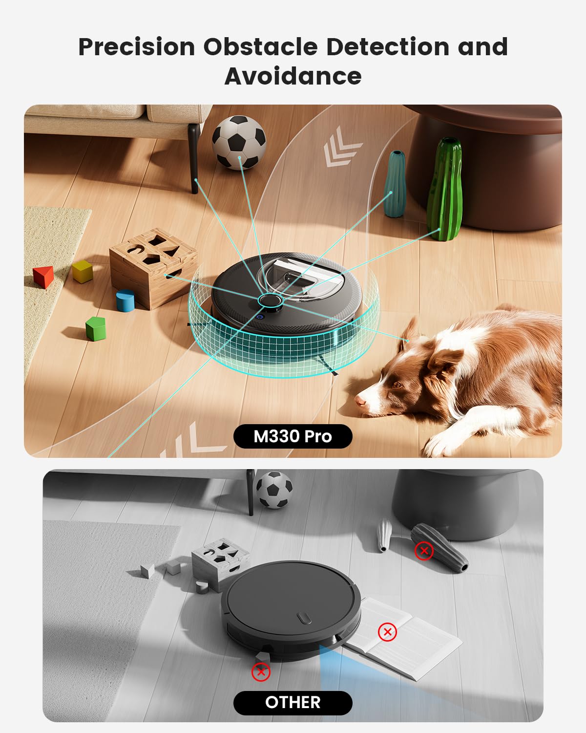 Lefant LiDAR Robot Vacuum and Mop, 450ml Visible Dustbin, Upgraded 190° PSD Obstacle Avoidance, Customized Cleaning, Multi-Floor Mapping, 150 Mins Runtime, WiFi/Alexa/APP, Pet Hair & Carpets, M330 Pro