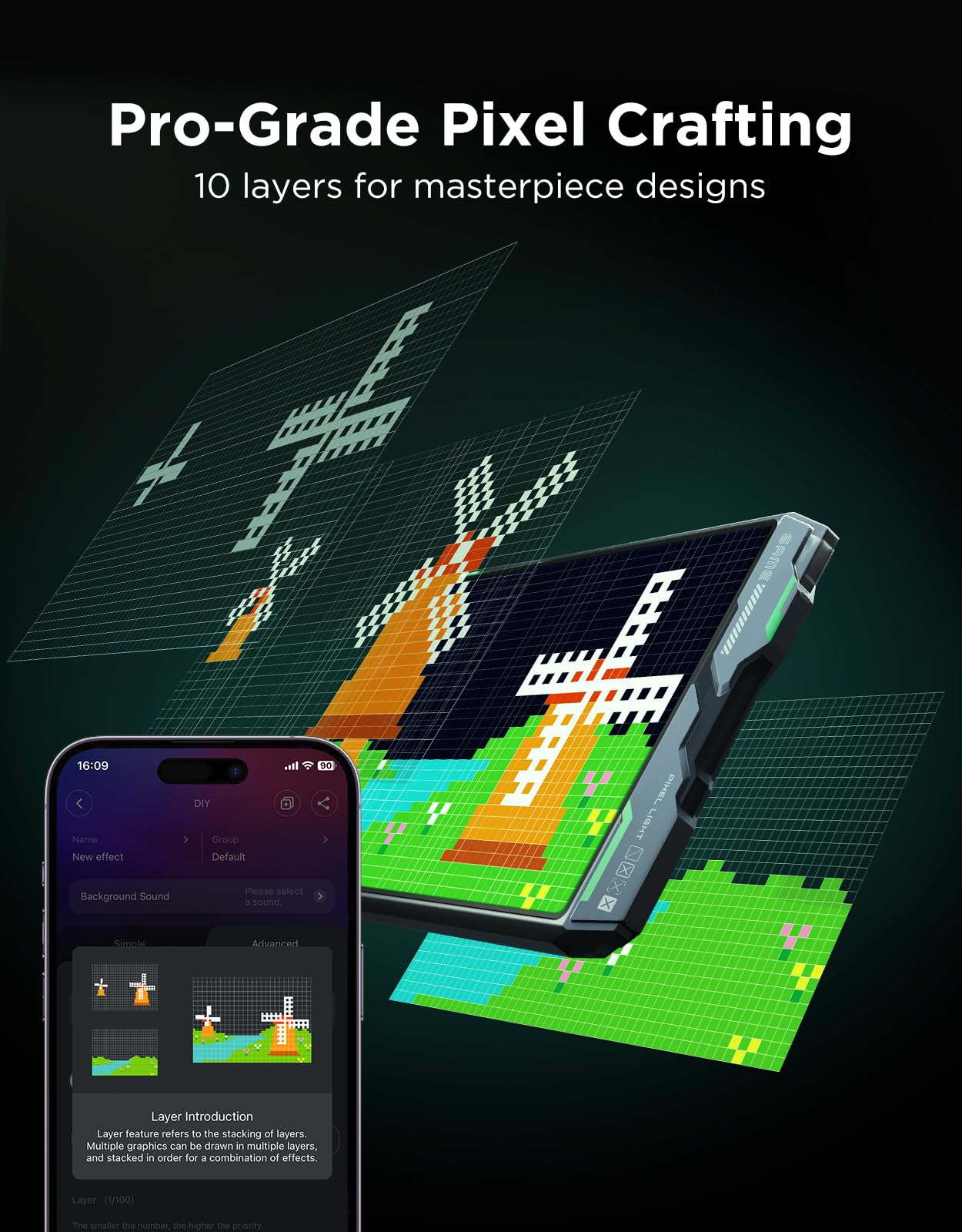 Govee Gaming Pixel Light, RGBIC LED Panel with Real-time Info Display, 150+ Scene Modes & DIY Options, Smart Pixel Lights (Wi-Fi Only), Works with Alexa, Ideal for Game Room Decor, 52x32 Pixels