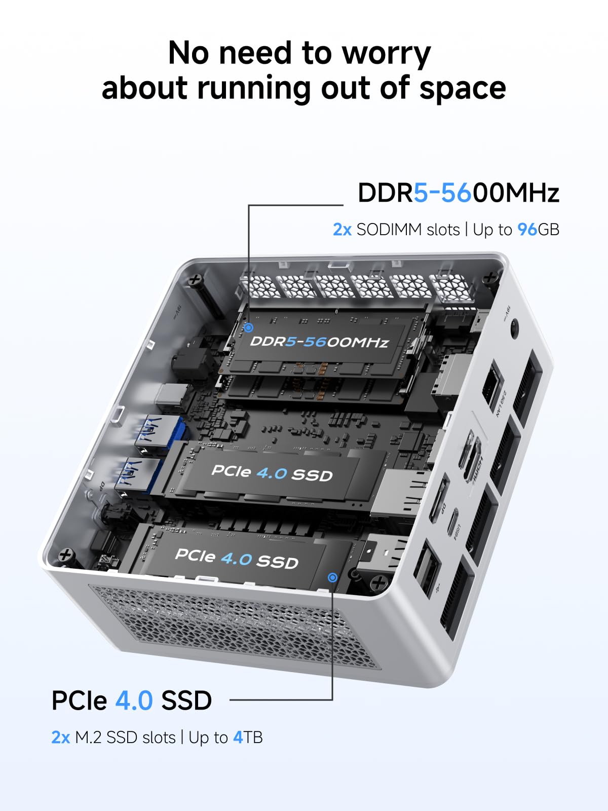 MINISFORUM UM880 Plus Mini PC AMD Ryzen 7 8845HS(8C/16T, up to 5.1GHz), 32GB DDR5 1TB PCIe4.0 SSD, HDMI+DP+USB4 Triple Outputs, OCuLink Port, 2.5G LAN, 5x USB Port, Radeon 780M Graphics Micro Computer