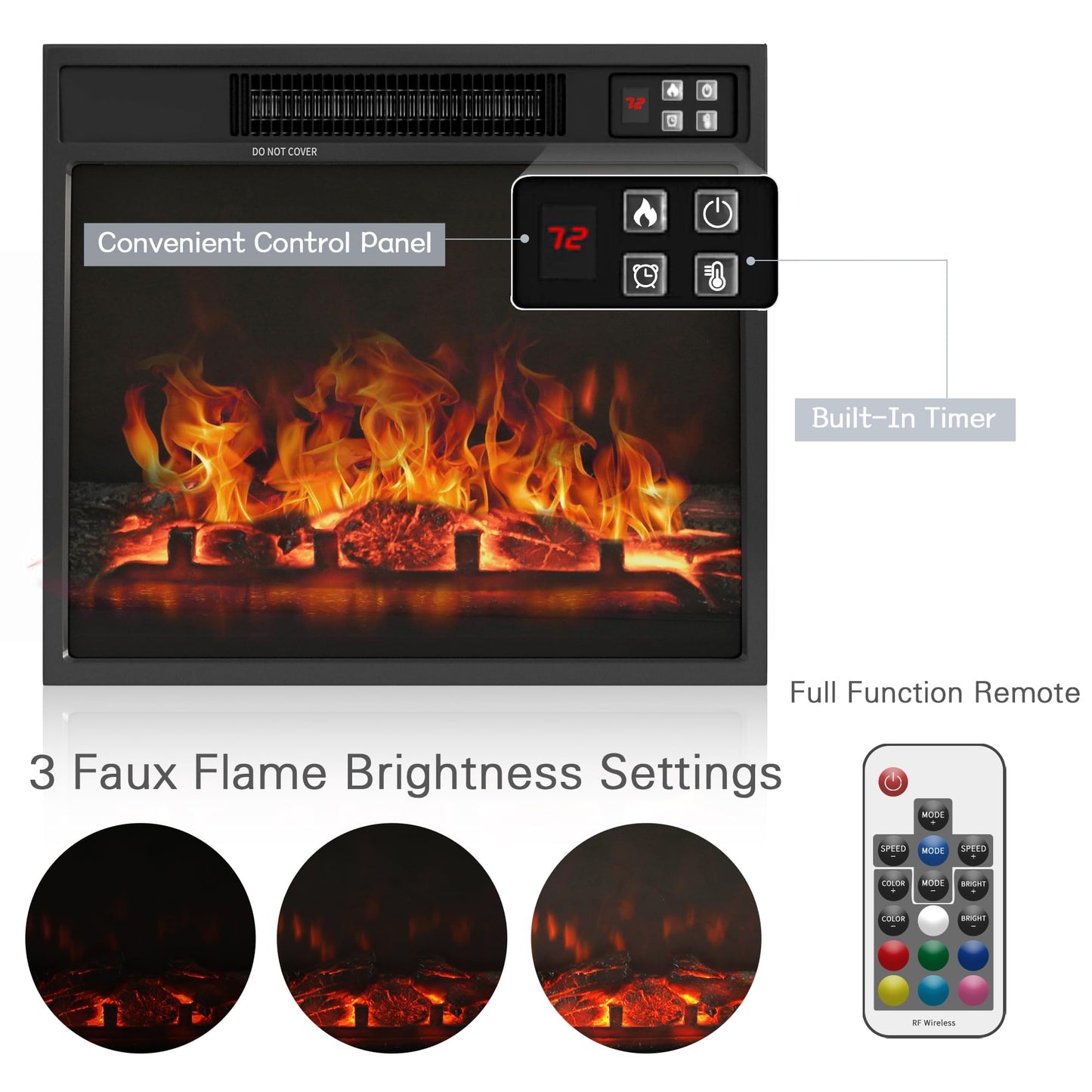 YESHOMY Fireplace TV Stand with Two Barn Doors and Storage Cabinets for Televisions up to 65+ Inch, Entertainment Center Console Table, Media Furniture for Living Room, 58 Inch, Gray Wash