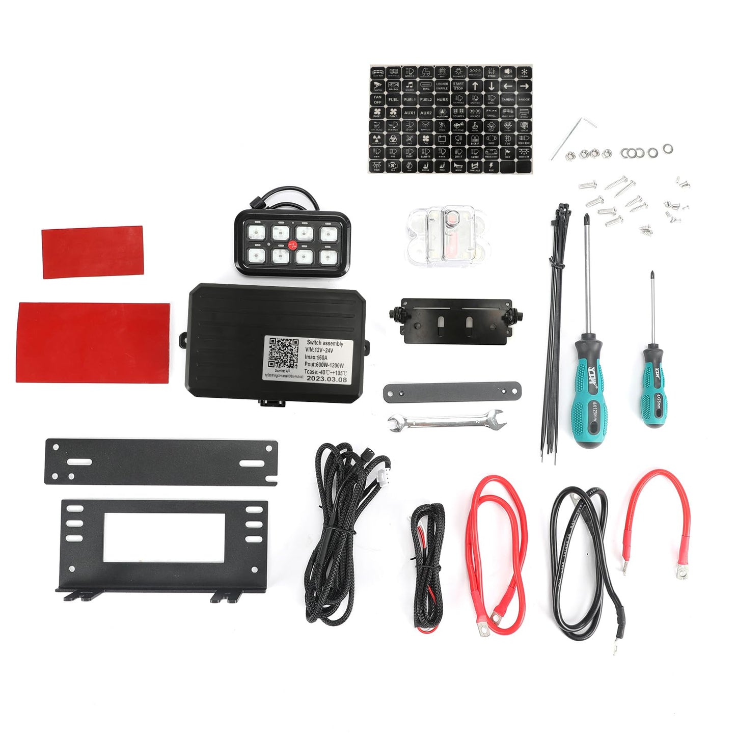 SUNPIE 8 Gang Switch Panel RGB, Toggle Momentary Pulsed Multifunction Bluetooth Switch Panel for Jeep Car SUV ATV UTV Boat Marine, Universal 12V Circuit Control Relay System Box Waterproof