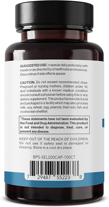 Better Place Supplements Selenium, 200mcg - 100 Vegetarian Capsules | Supports Immune System & Healthy Cellular Function (1)