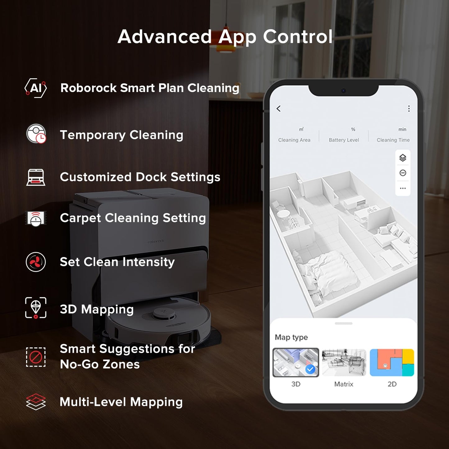 roborock S8 Max Ultra Robot Vacuum and Mop, All-in-One Dock, PreciSense LiDAR Navigation, Smart Dirt Detection, Self-Emptying, 8000Pa Suction for Various Floors, 20mm Auto Lifting for Carpet, White