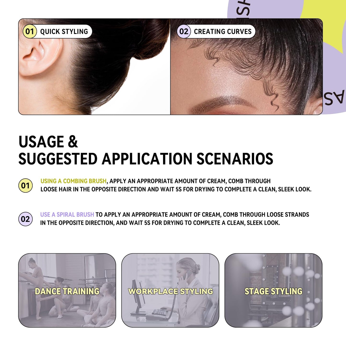 BestLand 2 Pcs Hair Finishing Stick, Hair Mascara Flyaway Hair Tamer Stick, Refreshing Not Greasy Feel Shaping Gel, Wax Fixer for Bangs, Edges, Frizz and Baby Hairs Control, Slick Back Hair Product