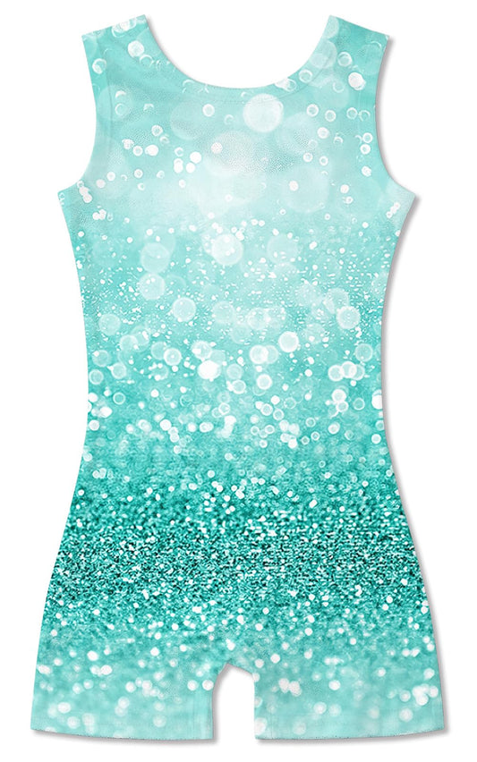 Idgreatim Girl's Sparkly Gymnastics Biketards 5t 6t Neon Tumbling Leotards with Shorts Athletic Activewear Outfit for Ballet Dance 5-6 Years Old
