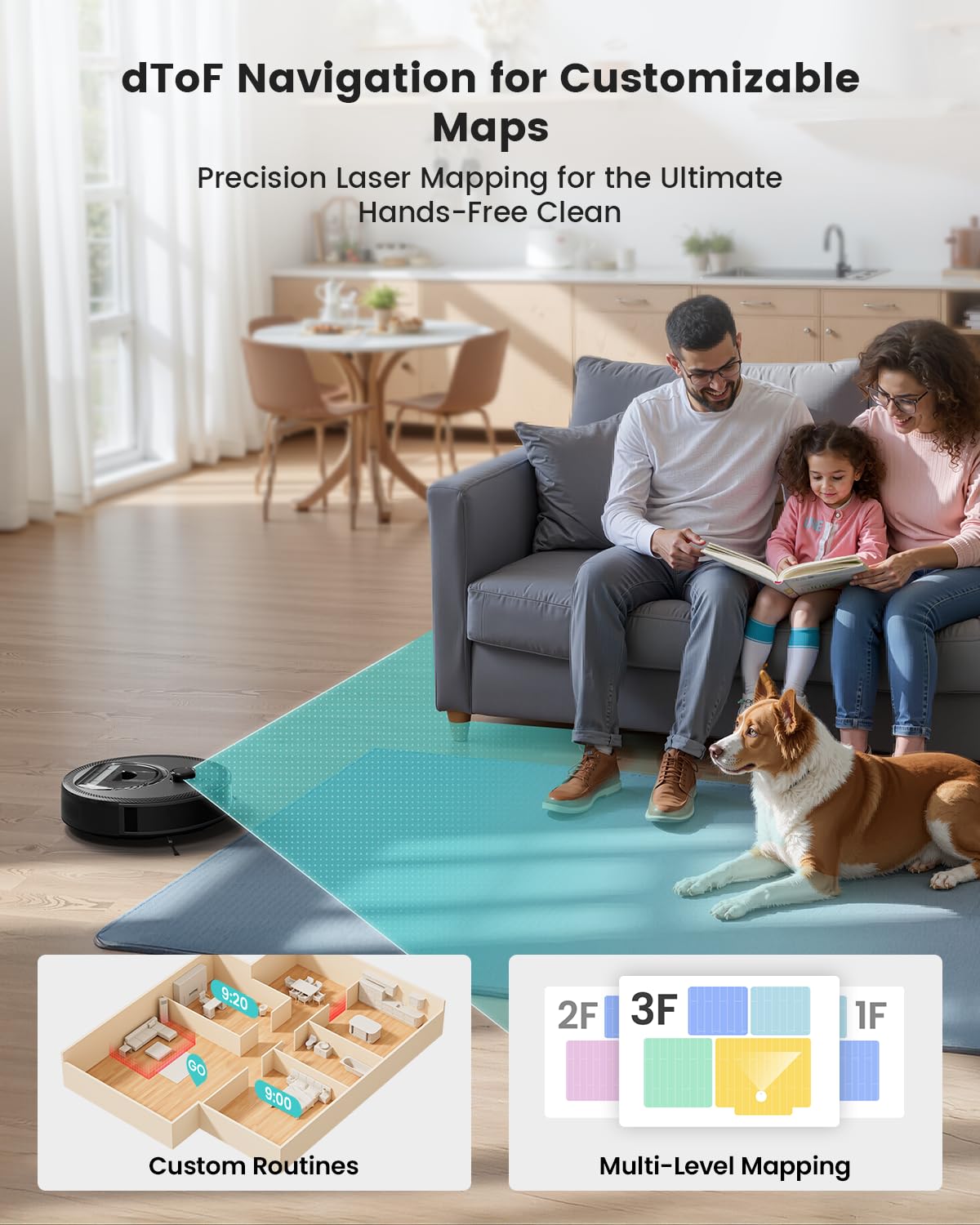 Lefant LiDAR Robot Vacuum and Mop, 450ml Visible Dustbin, Upgraded 190° PSD Obstacle Avoidance, Customized Cleaning, Multi-Floor Mapping, 150 Mins Runtime, WiFi/Alexa/APP, Pet Hair & Carpets, M330 Pro