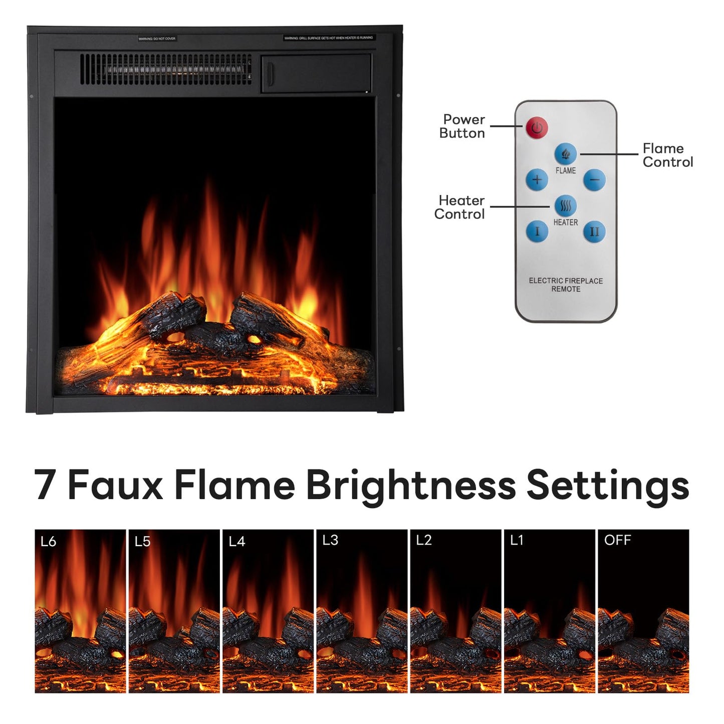 ZAFRO Corner Electric Fireplace with Mantel, TV Stand Electric Fireplace Heater with Remote Control for Living Room, Bedroom, Black