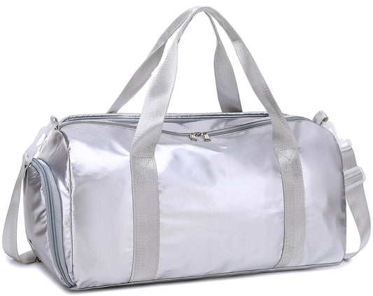 Gym Bag Sports Duffle Bag with Wet Pocket Weekender Overnight Bag with Waterproof Shoe Pouch and Air Hole for Girls Kids Women Travel Foldable Bag