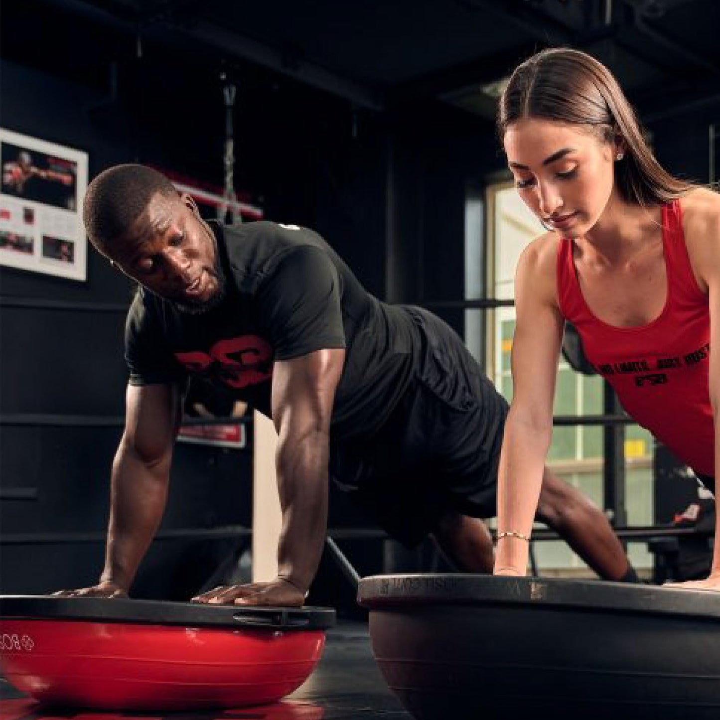 BOSU 26 Inch Pro Balance Trainer Ball Exercise Fitness Gym Equipment for Yoga, Sports, Personal Trainer, and Physical Therapy, Red, Black