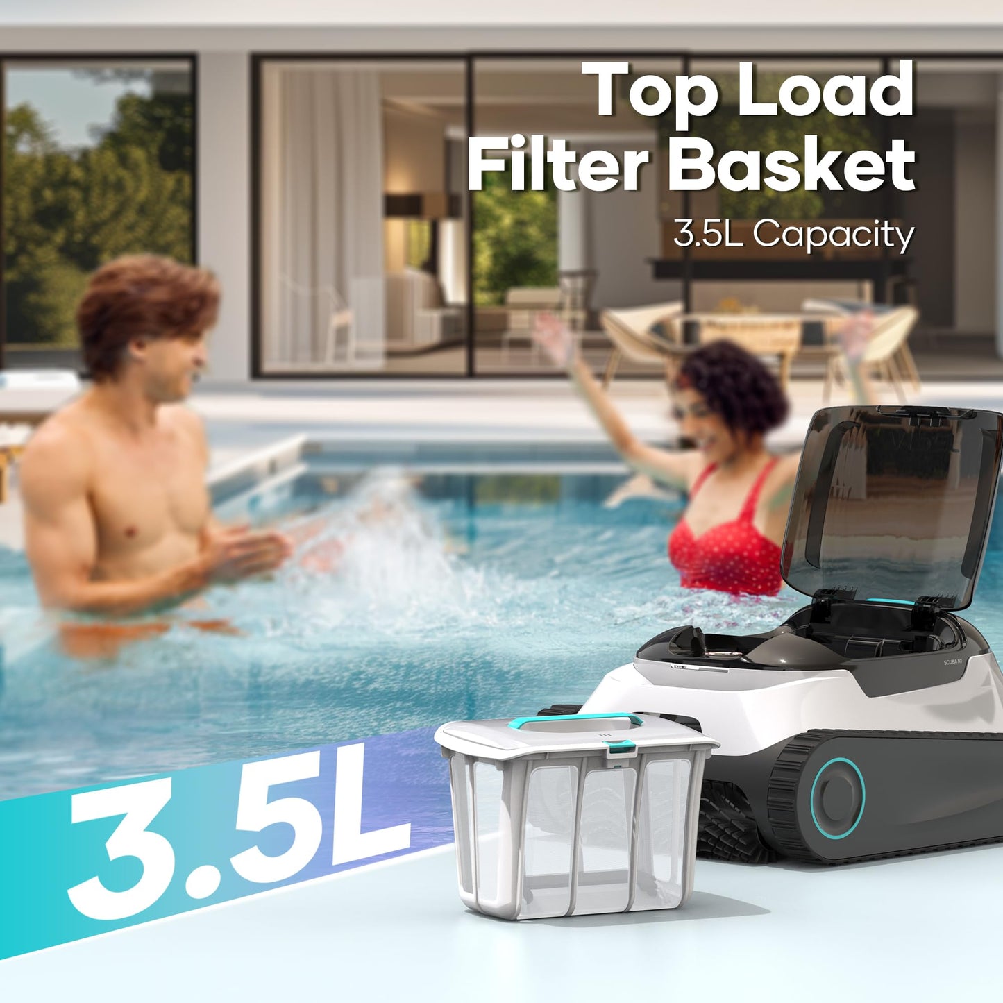AIPER Scuba N1 Cordless Robotic Pool Cleaner, Wall & Waterline & Floor Cleaning, Smart Navigation, Superior Mobility, Four Cleaning Modes for Inground Pools up to 1600 sq.ft (Renewed)