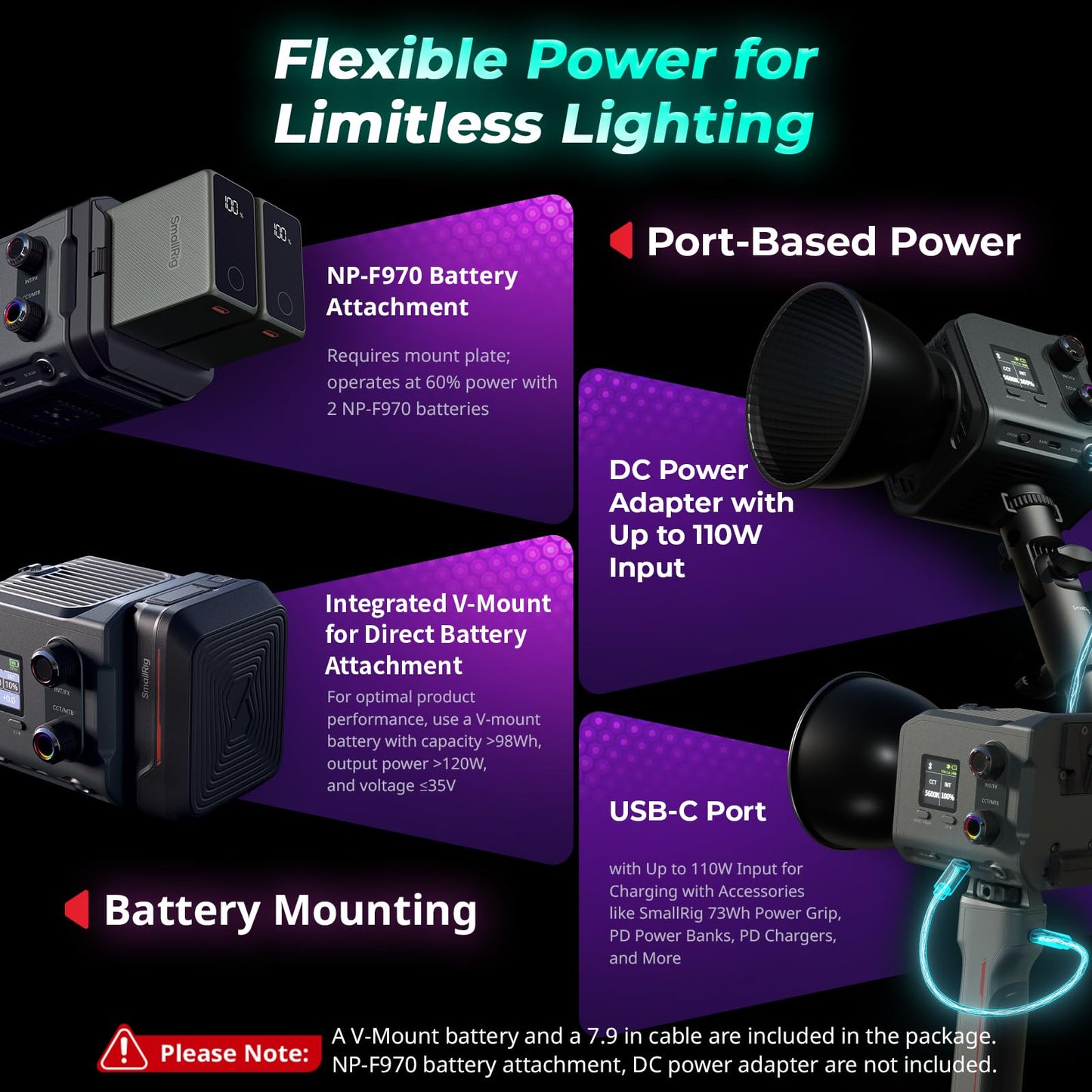 SmallRig RC 100C RGBWW LED Video Light, with App Control, 100W Mini COB Continuous Output Lighting, Handheld Spotlight 2700-10000K/CRI 96+/TLCI 98+/12 Effects, 11000Lux/1m, Lite Version Ink Blue, 5377