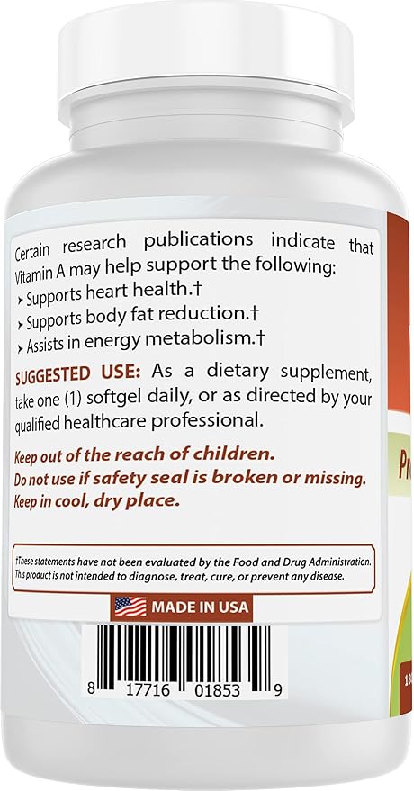 Best Naturals Vitamin A 25000 IU (7500 mcg), Non-GMO Formula Supports Healthy Vision & Immune System and Healthy Growth & Reproduction, 180 Softgels (180 Count (Pack of 3))