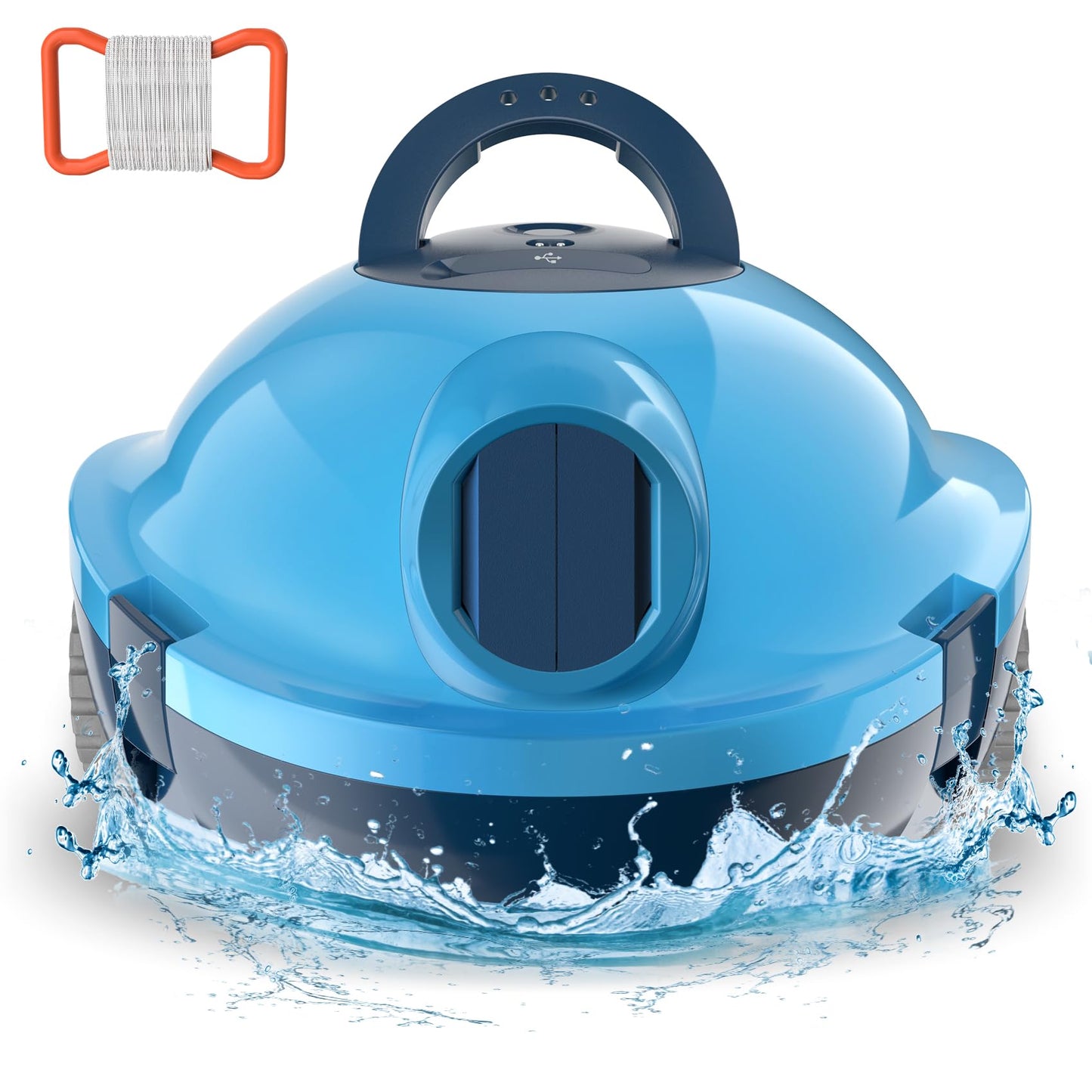 OUCAXIA Y10 Cordless Robotic Pool Cleaner Automatic Vacuum - 90 Mins Runtime, Powerful Suction, Self-Parking, Lightweight for Above/Inground Pools Up to 65ft/1100 Sq.Ft, Lakeblue