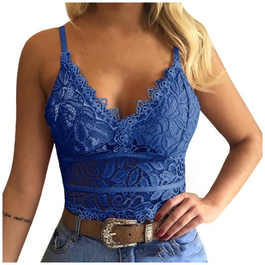 Aniywn Sexy Women Underwear Solid Color Lace Patchwork Vest Crop Wire Free Bra Tank Tops Blouse…