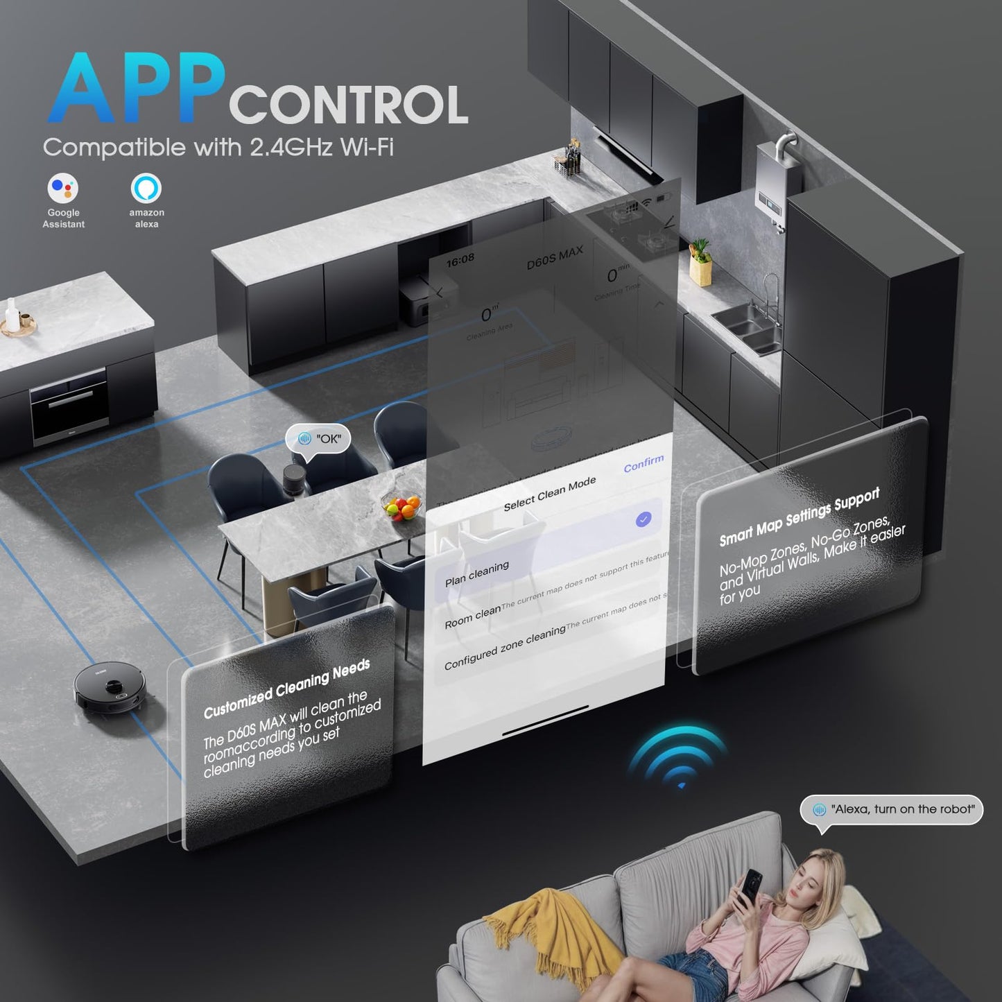 Robot Vacuum and Mop, 3-in-1 Robotic Vacuums Cleaner with LiDAR Navigation Smart Mapping & Max Strong 6000Pa Suction, Self Emptying Bases for 70 Days, WiFi/App/Alexa Voice Control, Obstacle Avoidance