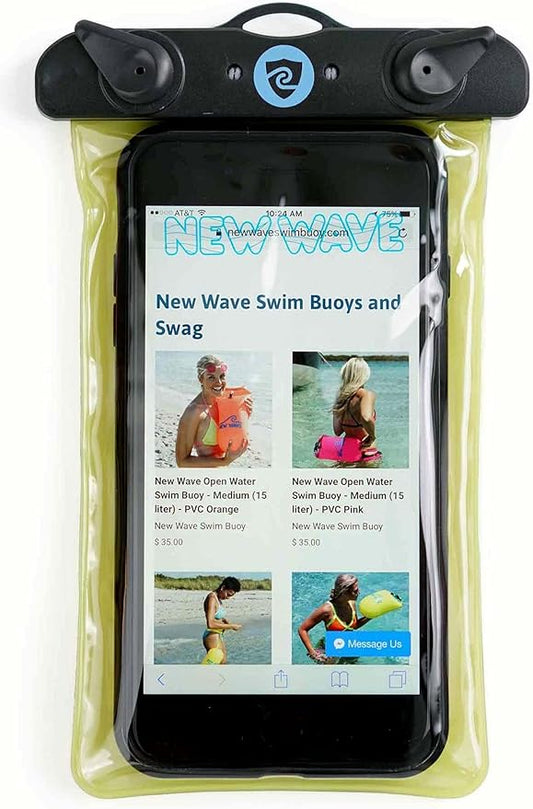 New Wave Waterproof Pouch for Open Water Swimmers and Triathletes - No Dry-Bag (Waterproof Phone Pouch)