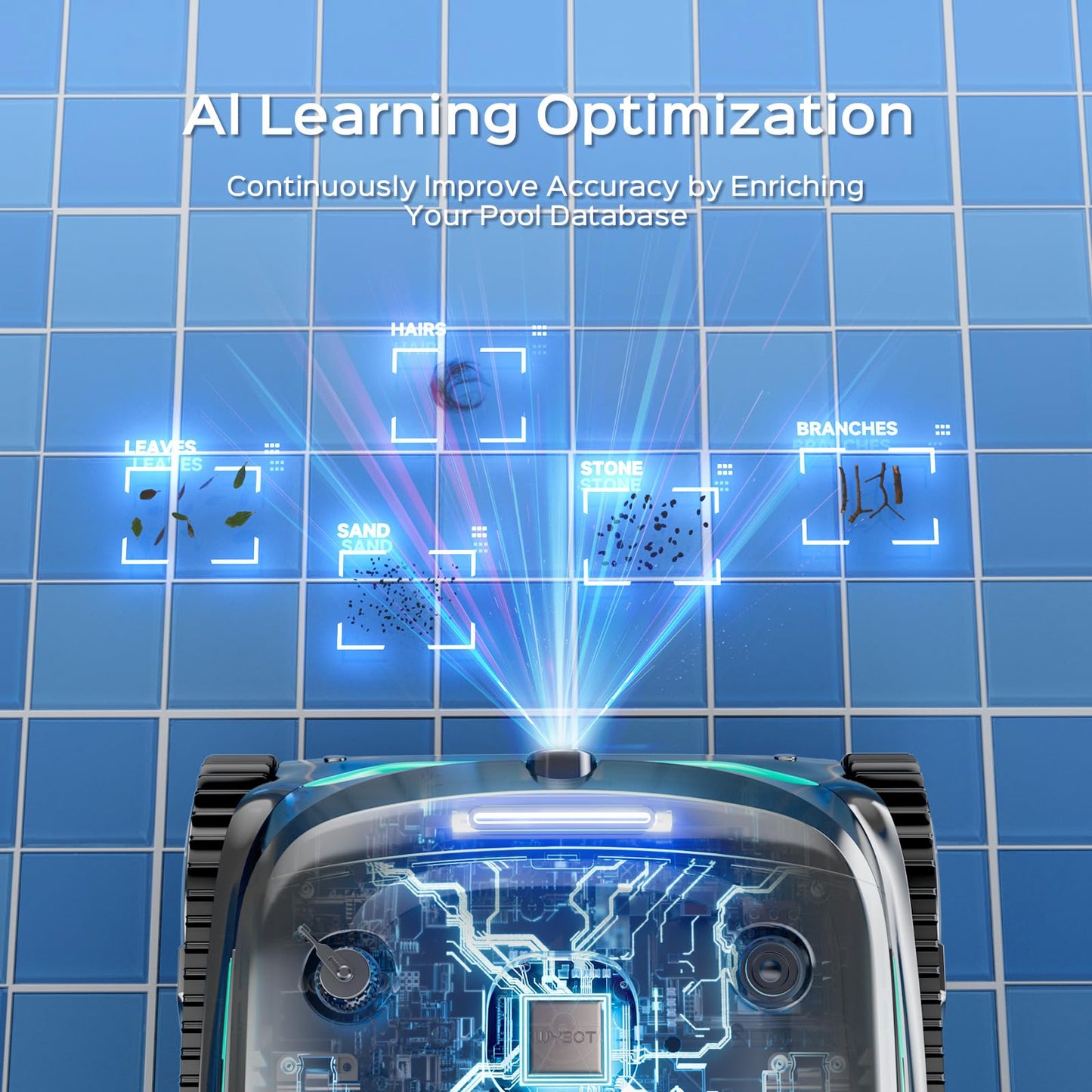 2025 Pro WYBOT C2V AI Camera Cordless Pool Vacuum Robot for Inground&Above Pools, 8 Mode Robotic Pool Cleaner, Utra-fine Filtration, Powerful Suction, Wall Climbing, Waterline Cleaning, Black