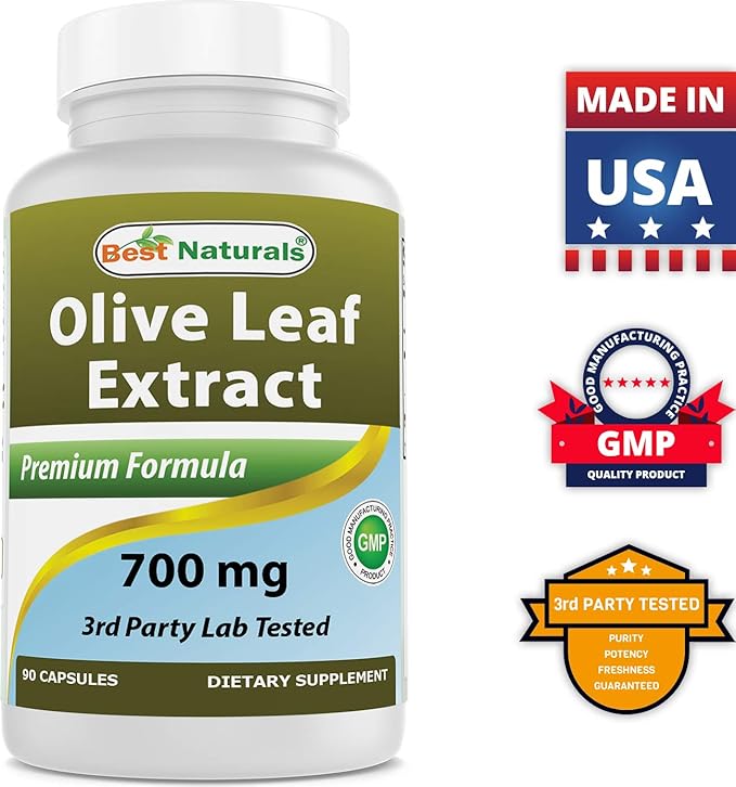 Best Naturals 2 Pack Olive Leaf Extract 700mg 90 Capsules (Total 180 Capsules)