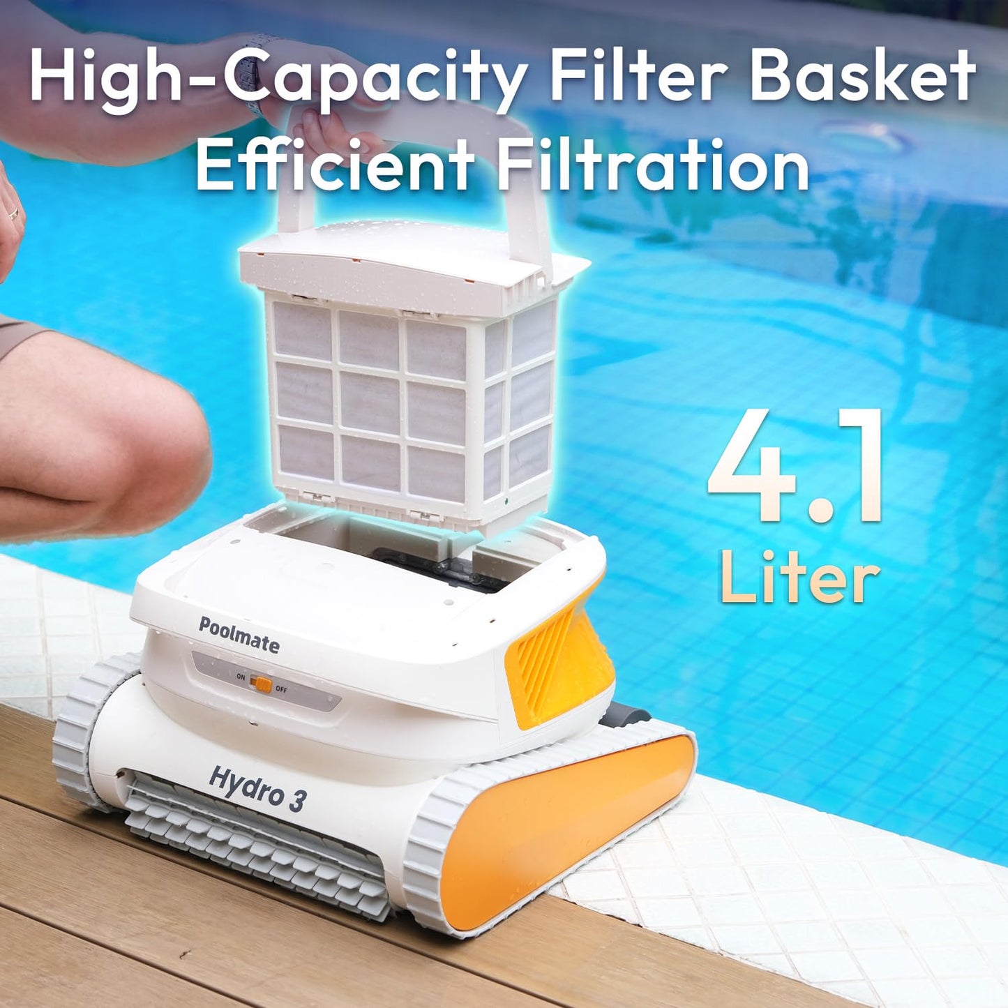 Cordless Robotic Pool Cleaner, Automatic Pool Vacuum for Inground and Above Ground Pools, Lasts 200 Mins, Floor/Wall/Waterline Cleaning, Dual Inlet, Waterline Technology, Self-Parking