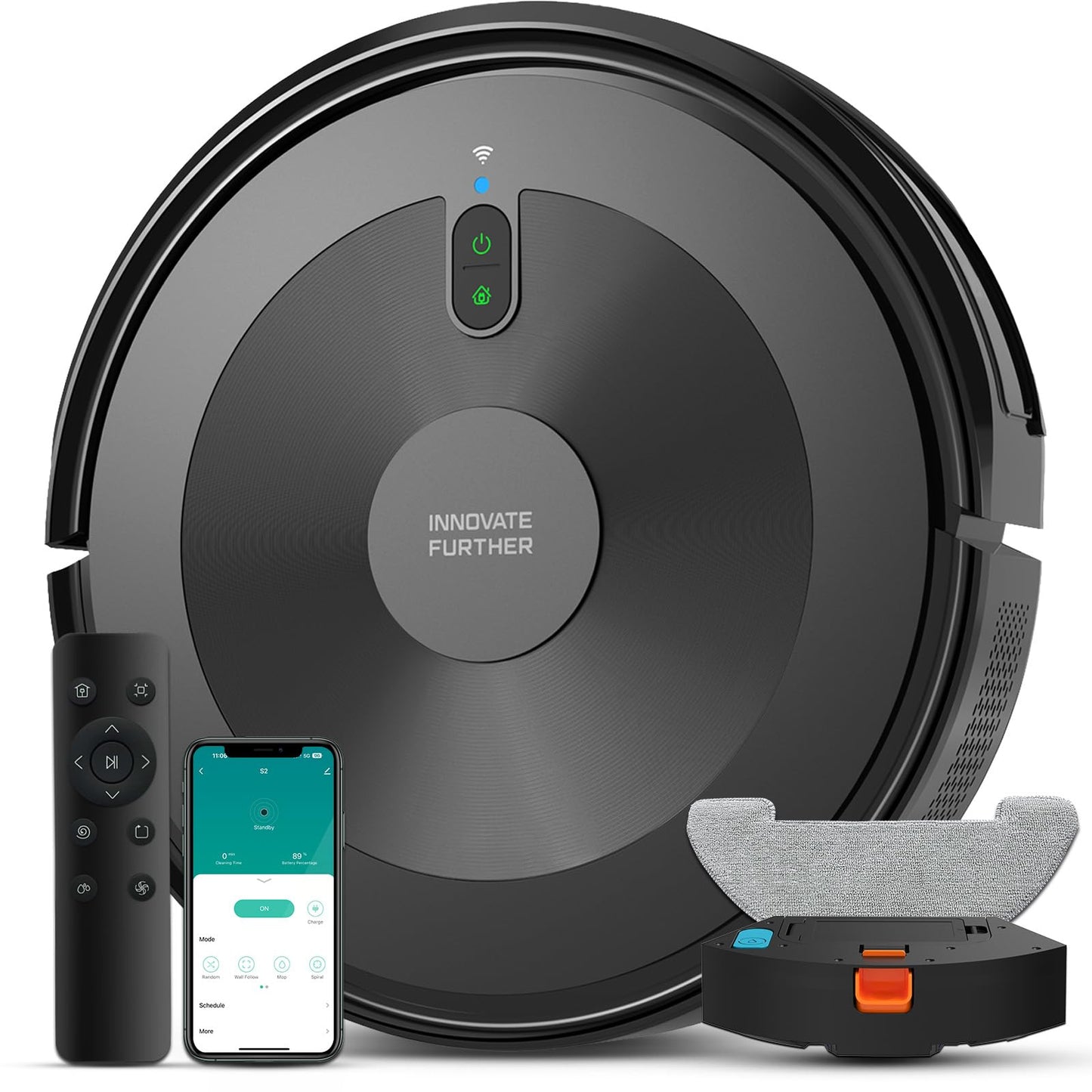 AZQQ Robot Vacuum and Mop Combo: 2-in-1 Robot Vacuum Cleaner 2500Pa Strong Suction & Tangle-Free & Alexa/APP Control & Self-Charging, Schedule Cleaning Robotic Vacuum for Pet Hair, Hard Floor, Carpet
