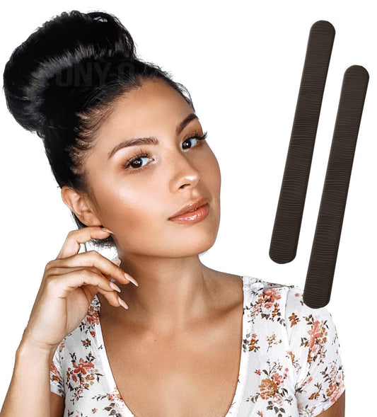 PONY-O Ponytail Holder BUN BARZ – 2 Pack Original Patented No Damage Donut Hair Bun Maker – Hair Bun Alternative Pony Tail Accessory for Easy Hair Styling, Ballet Buns – Black