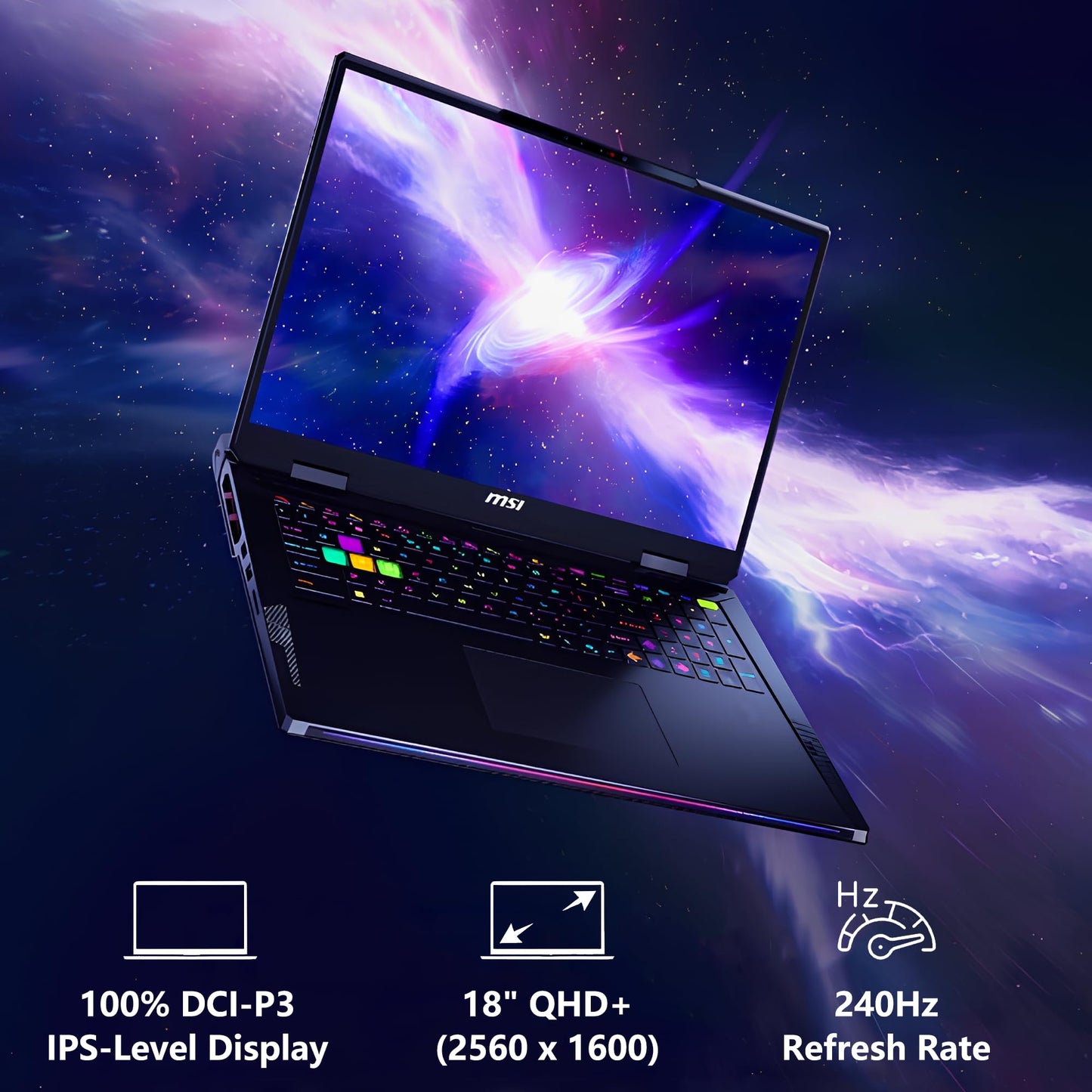 MSI Raider 18 HX Gaming AI PC Laptop | 18" QHD+ IPS 240Hz (100% DCI-P3) | Intel 24-Core Ultra 9 285HX (> i9-14900HX) | 32GB DDR5 4TB SSD | GeForce RTX 5080 GDDR7 DLSS4 Win11 Pro w/DLCA Accessory