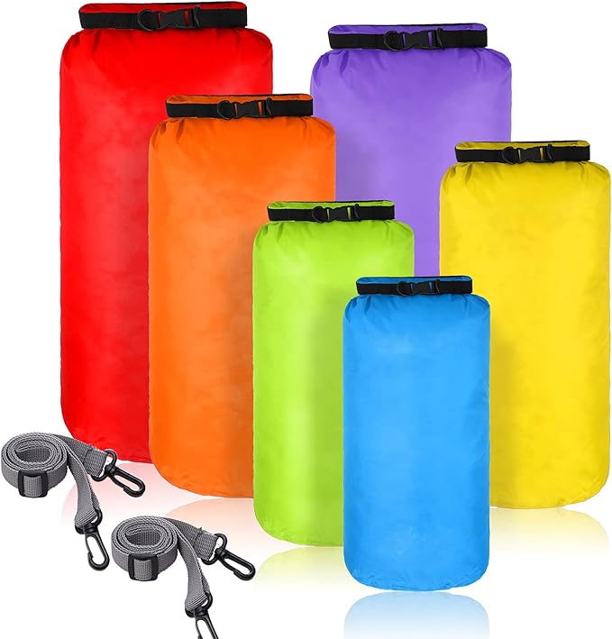 Shappy 6 Pcs Waterproof Dry Bag Set 6 Size Lightweight Sack and Long Adjustable Shoulder Strap 20/15/10/8/5/3l Outdoor Keep Gear Stuff Sack for Backpacking Boating Hiking Camping