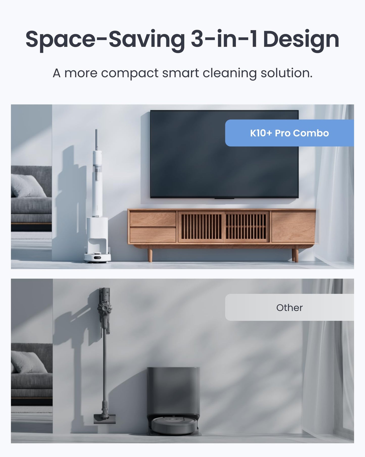 SwitchBot Robot Vacuum and Cordless Vacuum Cleaner K10+ Pro Combo, TwinFlow™ Suction Tech, Dual Dust Collection Station, Compact, Lightweight, Quiet, Compatible with Alexa/Siri/Matter(Hub 2 Required)