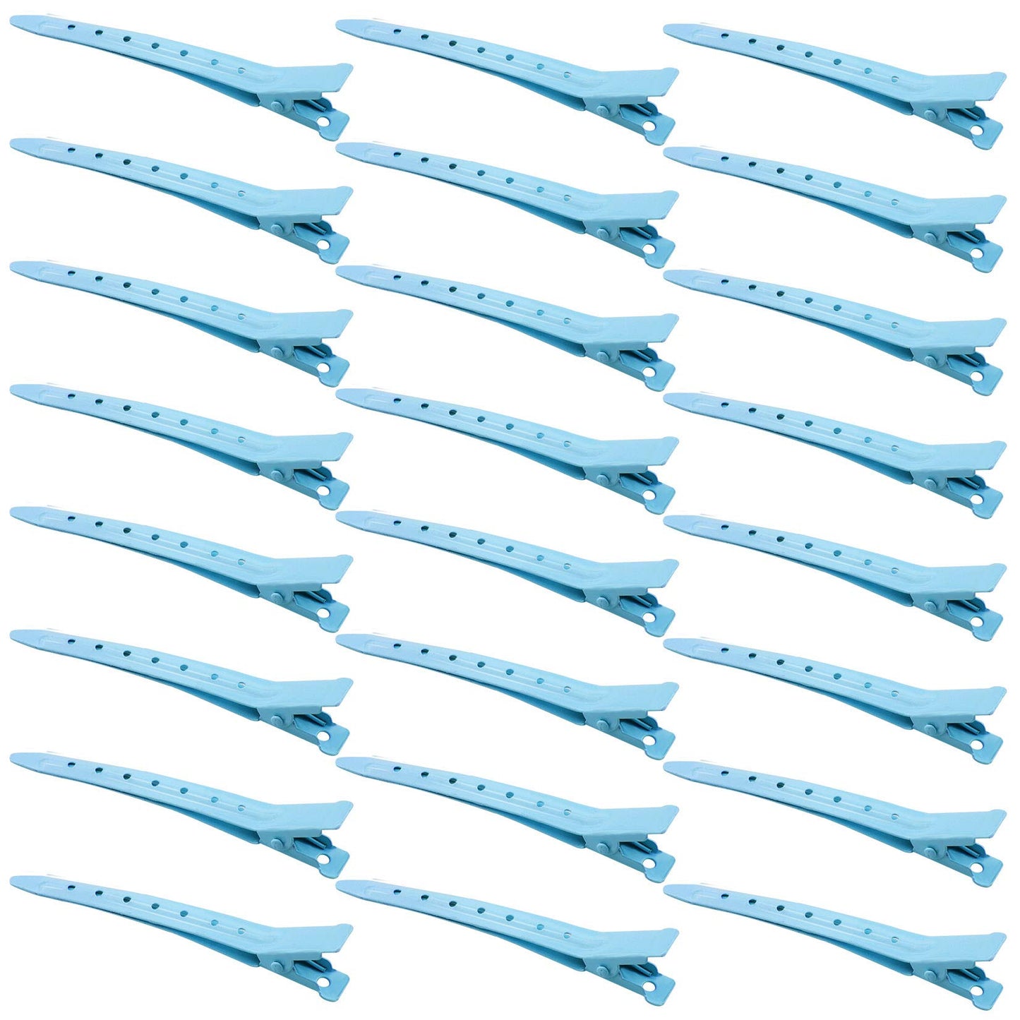 24 Packs Duck Bill Clips, Bantoye 3.35 Inches Rustproof Metal Alligator Curl Clips with Holes for Hair Styling, Hair Coloring, Blue