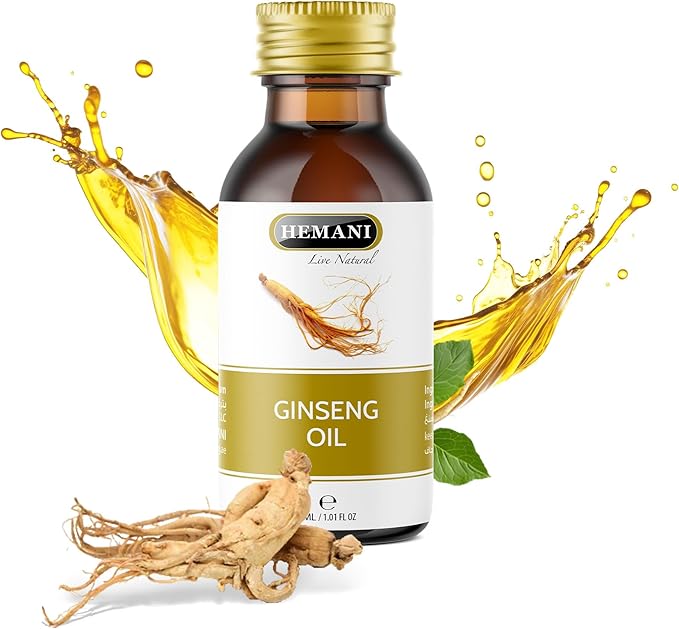 Hemani Ginseng Oil 30ml, Aceite de Ginseng, 100% Natural Herbal Ginseng Serum for Hair and Skin Care, Premium Ginseng Oil for Nourishing and Revitalizing Hair & Skin