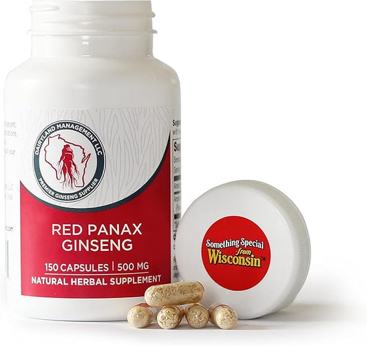 100% Authentic Korean Red Panax Ginseng Capsules -500 mg. Potent Ground Ginseng Root Extract Powder - No Fillers, Binders or Other Additives. (150 ct)