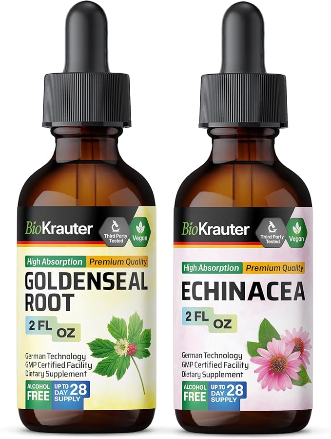 BIO KRAUTER Goldenseal Tincture 2 Fl. Oz. & Echinacea Tincture 2 Fl. Oz.