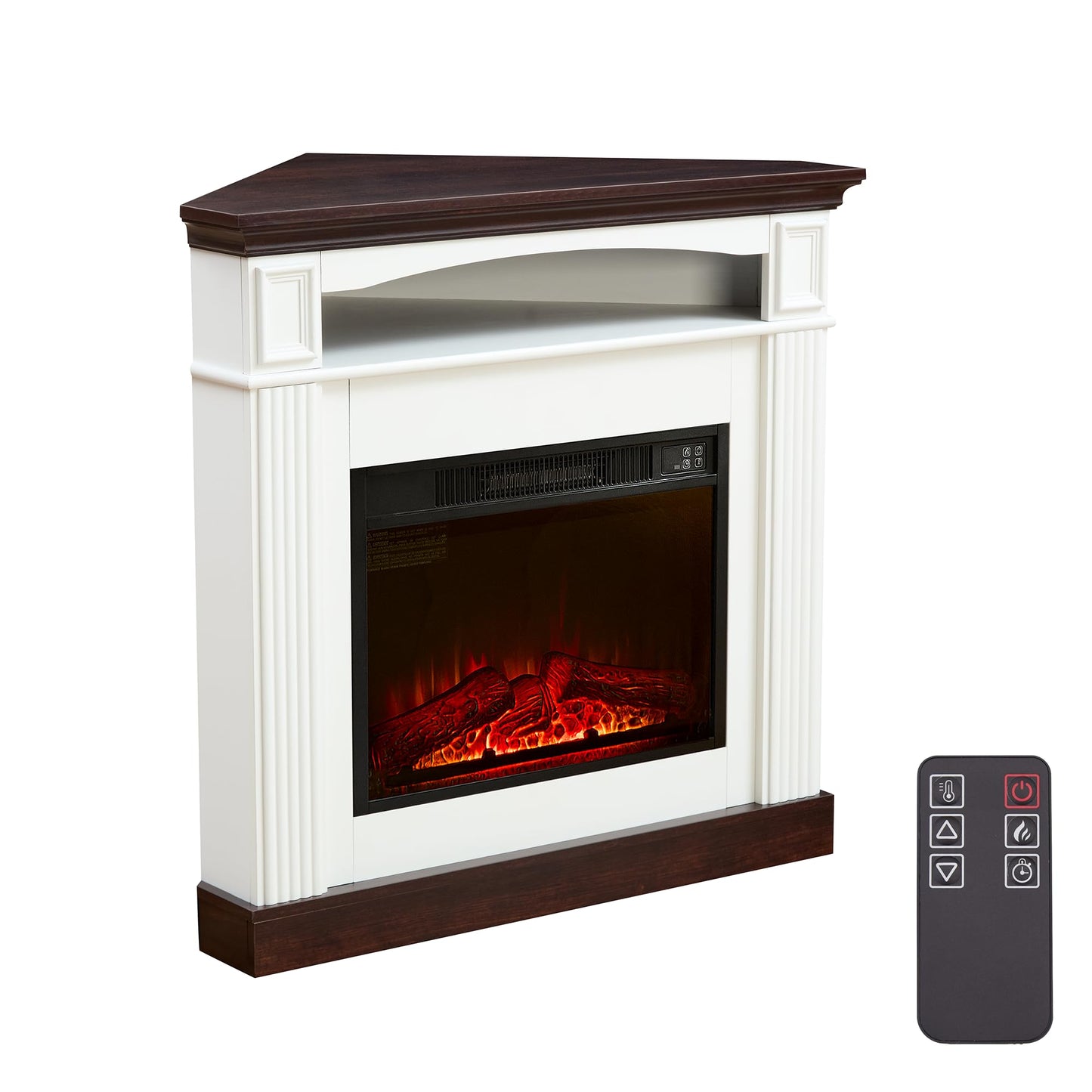 Corner Electric Fireplace with Mantel, Space Heaters for Indoor Use with 23" Fireplace Insert, Adjustable Flame, Remote Control, Electric Fireplaces for Livingroom, Bedroom,Studyroom (White-Corner)