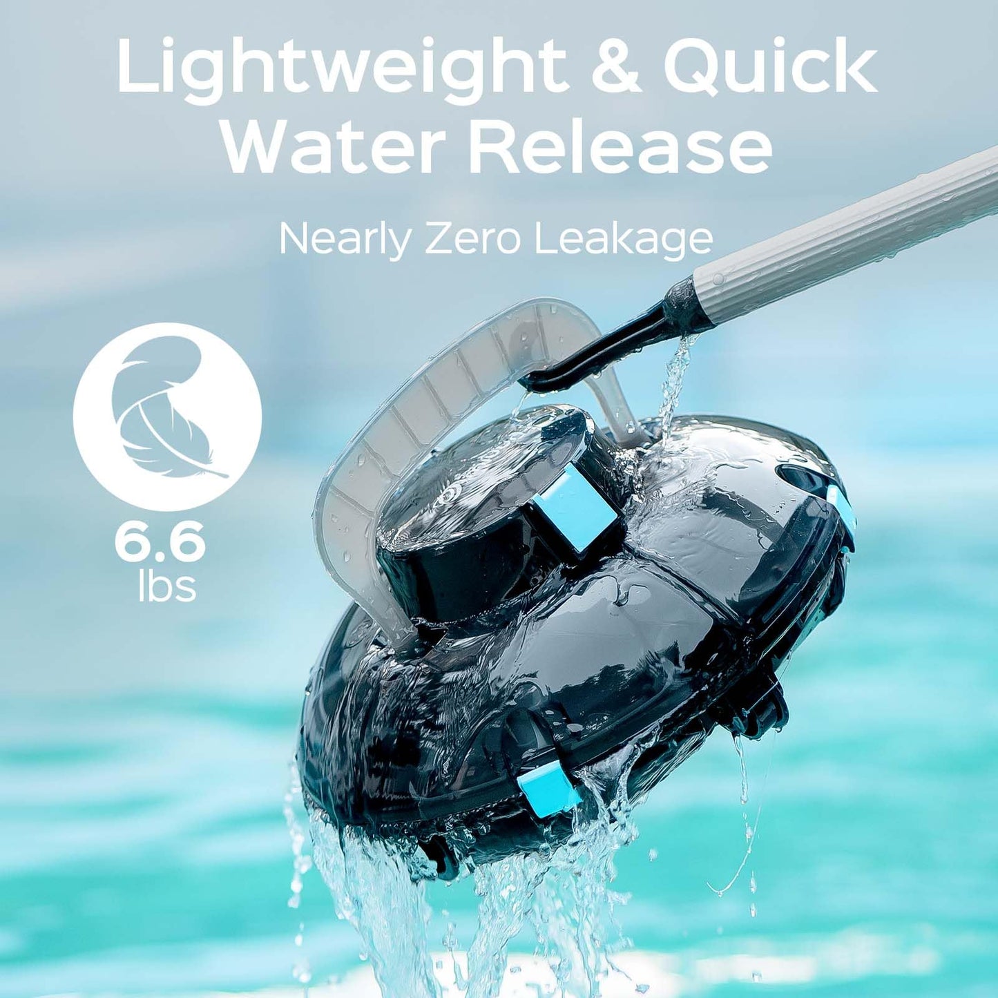 Cordless Robotic Pool Cleaner, Lasts 60 Min, Automatic Vacuum for Above-Ground Pools up to 538 Sq.ft,Portable, Self-Parking,Transparent Black