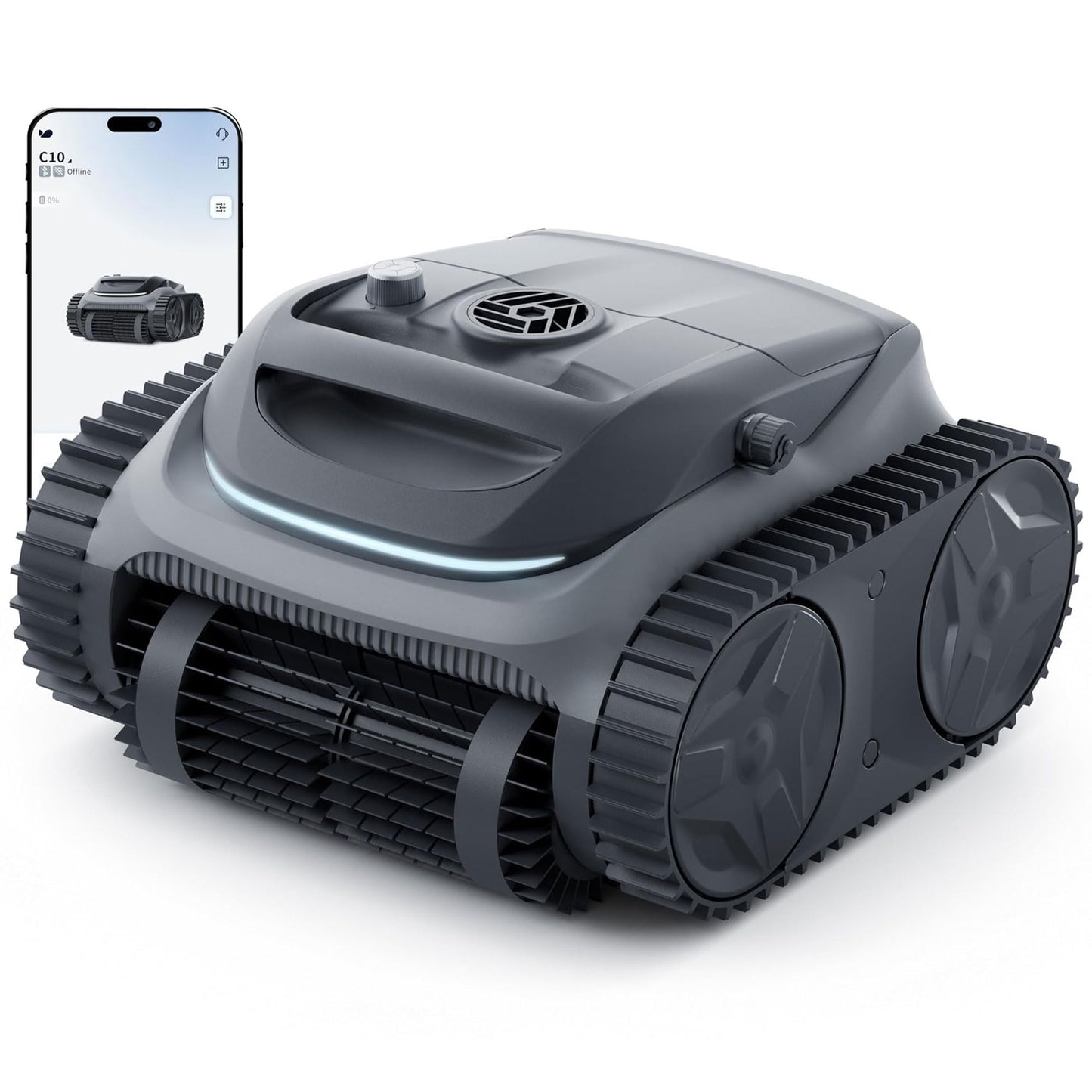 Bublue 700 C10 Pool Cleaner Robot, Cordless Pool Vacuum w/Superior Suction, Triple Motors, Smart Navigation, APP Control, Wall/Waterline, 140-Min Runtime for Inground Pools up to 861 Sq.Ft, Space Grey