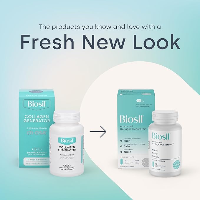 Biosil Collagen Generator - 30 Original Capsules, Pack of 2 - with Patented ch-OSA Complex - Generates & Protects Your Own Collagen - GMO Free - 30-Day Supply
