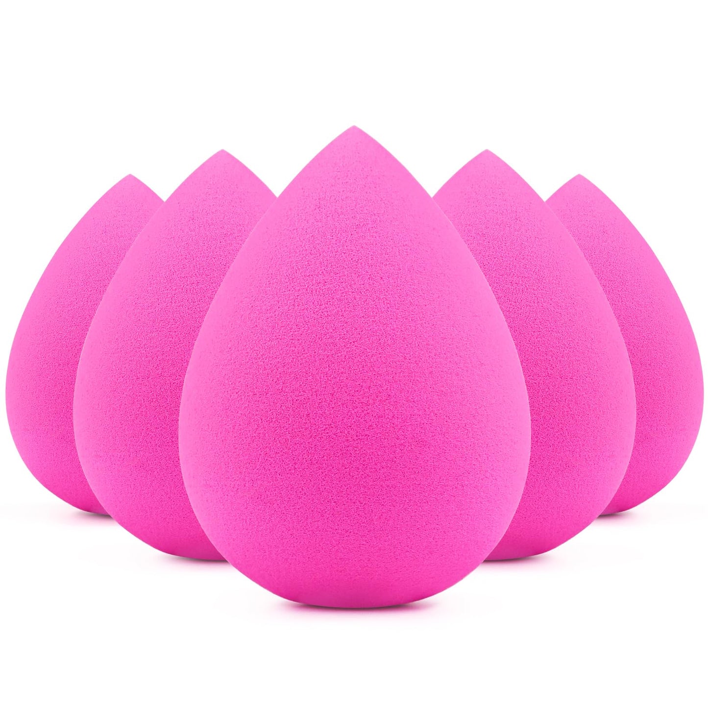 Beakey 5 Pcs Makeup Sponges, Latex-Free Beauty Sponge For Flawless Liquid, Cream, And Powder Application, Rose Pink Sponges
