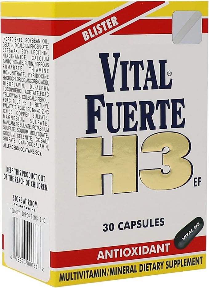 H3, Vitamins and Minerals, Antioxidant, 30 Capsules, Blister